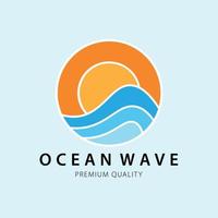 logo, icône et symbole vintage des vagues de l'océan, conception d'illustration vectorielle vecteur