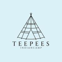 tipis camp indien logo d'art en ligne, icône et symbole, conception d'illustration vectorielle vecteur