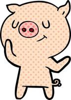 cochon dessin animé heureux vecteur