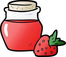 dessin animé pot de confiture de fraises vecteur