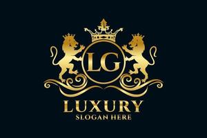 modèle initial de logo de luxe lg lettre lion royal dans l'art vectoriel pour les projets de marque de luxe et autres illustrations vectorielles.