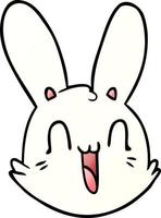 visage de lapin heureux fou de dessin animé vecteur