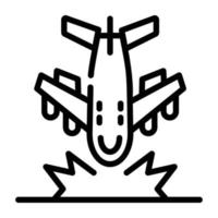 une icône de contour d'accident d'avion vecteur