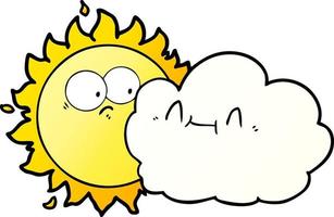 nuage et soleil de dessin animé mignon vecteur