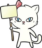 chat de dessin animé mignon avec signe de protestation vecteur