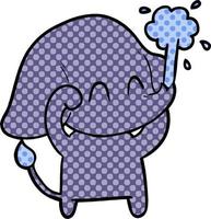 éléphant de dessin animé mignon jaillissant de l'eau vecteur