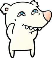 dessin animé ours polaire montrant les dents vecteur