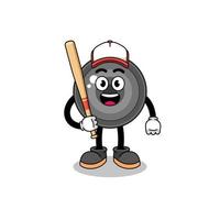 caricature de mascotte d'objectif de caméra en tant que joueur de baseball vecteur