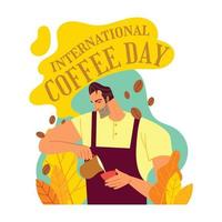 barista professionnel lors de la journée internationale du café vecteur