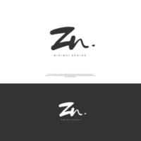 zn écriture manuscrite initiale ou logo manuscrit pour l'identité. logo avec signature et style dessiné à la main. vecteur