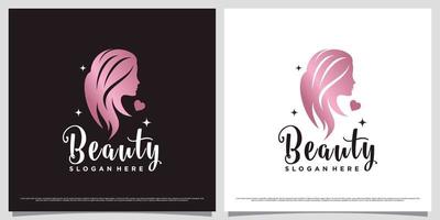 création de logo de beauté élégante pour salon de femme avec élément créatif et modèle de carte de visite vecteur