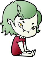 dessin animé sympathique vampire fille s'assit vecteur