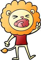 lion de dessin animé donnant le signe de la paix vecteur