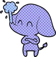 éléphant de dessin animé mignon jaillissant de l'eau vecteur