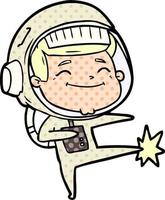 heureux, dessin animé, astronaute vecteur