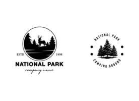 création de logo de parc national de camping d'aventure vecteur