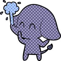 éléphant de dessin animé mignon jaillissant de l'eau vecteur