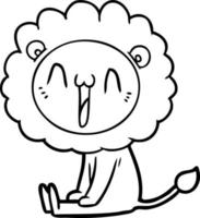 heureux, dessin animé, lion vecteur