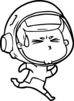 astronaute stressé de dessin animé vecteur