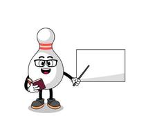 mascotte, dessin animé, de, quille bowling, professeur vecteur