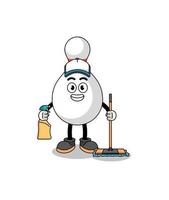 mascotte de personnage de quille de bowling en tant que service de nettoyage vecteur