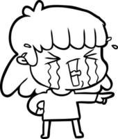 dessin animé femme en larmes vecteur