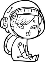 femme astronaute de dessin animé vecteur