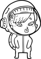 femme astronaute de dessin animé vecteur