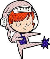 femme astronaute de dessin animé vecteur