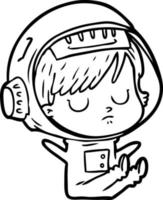 femme astronaute de dessin animé vecteur