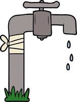 dessin animé vieux robinet d'eau vecteur