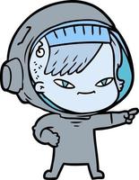 femme astronaute de dessin animé vecteur