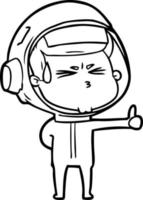 astronaute stressé de dessin animé vecteur