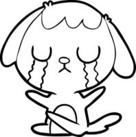 chien de dessin animé mignon qui pleure vecteur