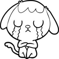 chien de dessin animé mignon qui pleure vecteur