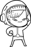 femme astronaute de dessin animé vecteur