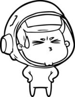 astronaute stressé de dessin animé vecteur