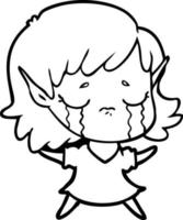 dessin animé fille elfe qui pleure vecteur