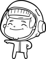 heureux, dessin animé, astronaute vecteur