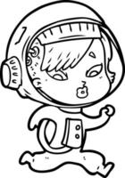 femme astronaute de dessin animé vecteur