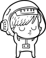 femme astronaute de dessin animé vecteur