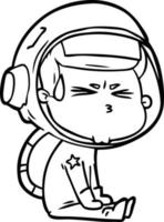 astronaute stressé de dessin animé vecteur