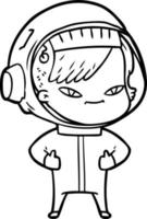 femme astronaute de dessin animé vecteur