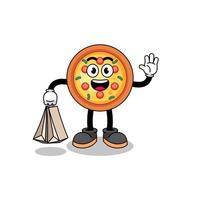 dessin animé de pizza shopping vecteur