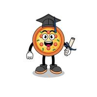 mascotte de pizza avec pose de graduation vecteur