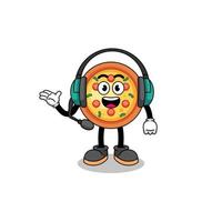 mascotte illustration de pizza en tant que service client vecteur