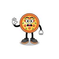 illustration de dessin animé de pizza faisant la main d'arrêt vecteur