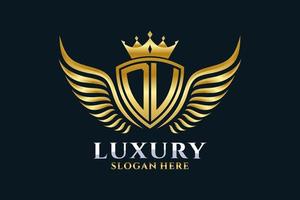 luxe royal aile lettre du crest logo couleur or vecteur, logo de la victoire, logo de la crête, logo de l'aile, modèle de logo vectoriel. vecteur