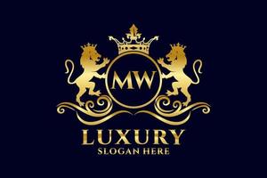 modèle de logo de luxe royal lion lettre initiale mw dans l'art vectoriel pour les projets de marque de luxe et autres illustrations vectorielles.