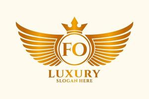 lettre d'aile royale de luxe pour le vecteur de logo de couleur or de crête, logo de victoire, logo de crête, logo d'aile, modèle de logo vectoriel.